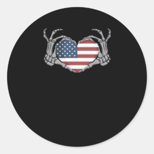 American Flagga Heart Passande Runt Klistermärke