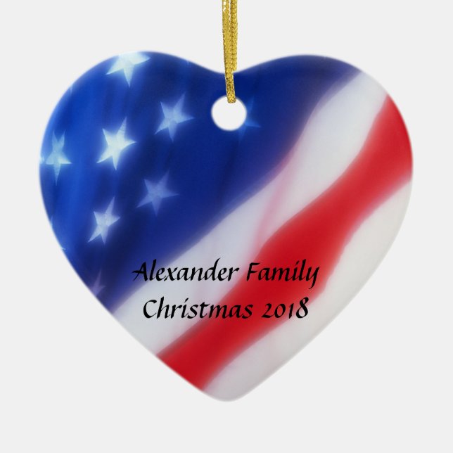 American Flagga Heart Personlig Ornament (Framsidan)