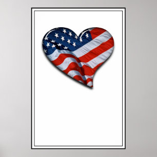 American Flagga Heart Poster