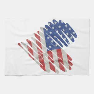 American Flagga Heart Rött vitt blått Cute 4:e Jul Kökshandduk