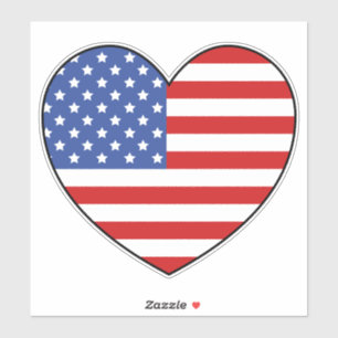 American Flagga Heart Shape Klistermärken
