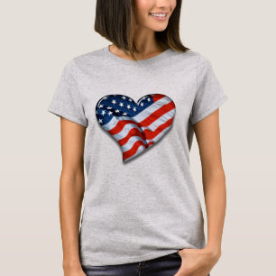 American Flagga Heart T Shirt