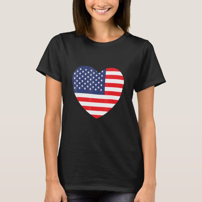 American Flagga Heart T Shirt (Framsida)