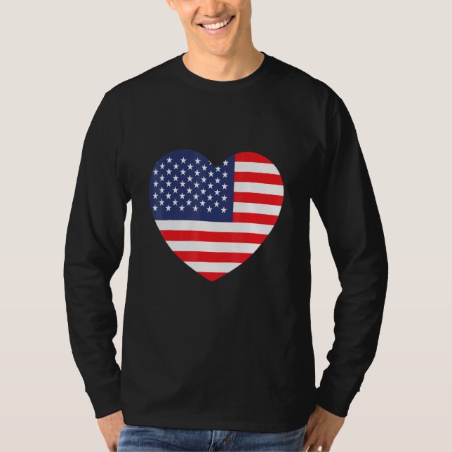 American Flagga Heart T Shirt (Framsida)