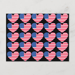 American Flagga Heart Vykort
