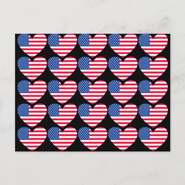 American Flagga Heart Vykort (Framsida)