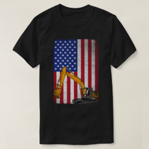 American Flagga Heavy Equipment Operator Excavator T Shirt