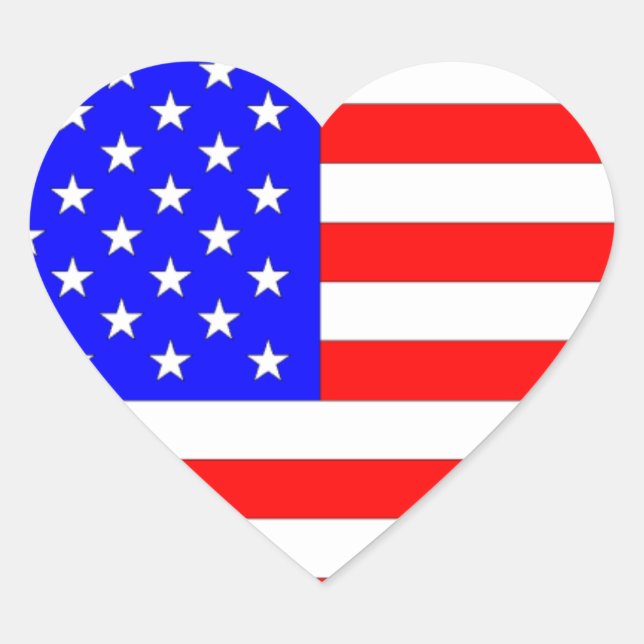AMERICAN FLAGGA HJÄRTFORMAT KLISTERMÄRKE (Framsida)