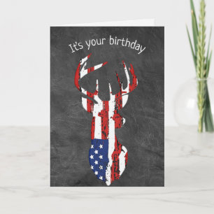 American Flagga Hjort Birthday Kort
