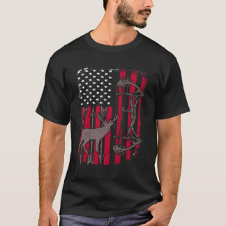 American Flagga Hjort Bow Hunting T Shirt