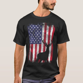 American Flagga Hjort Elk Hunting Usa Patriotic Hu T Shirt