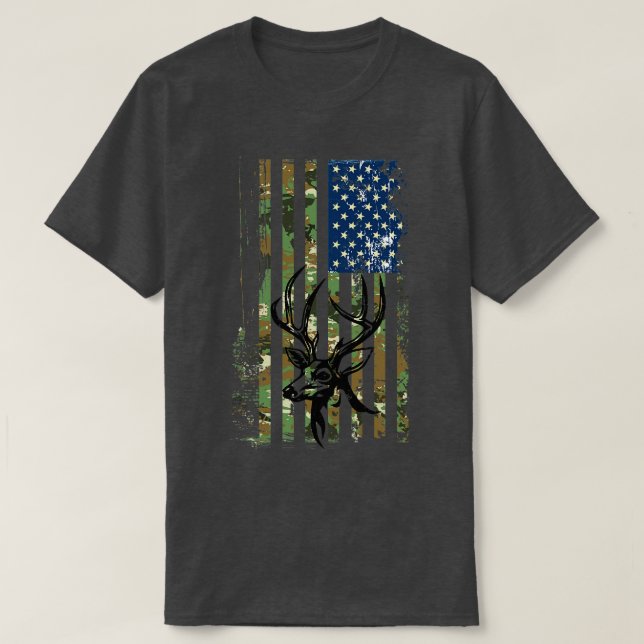 American Flagga Hjort Hunter T Shirt (Design framsida)