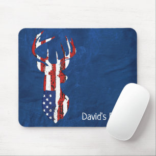 American Flagga Hjort on Blue Leather Musmatta