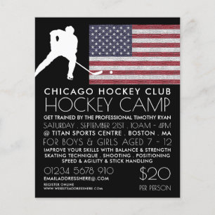 American Flagga, Hockey Player, Camp Advertising Flygblad