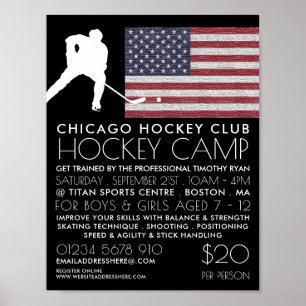American Flagga, Hockey Player, Camp Advertising Poster