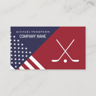 American Flagga, Hockey Player, Hockey Coach Visitkort