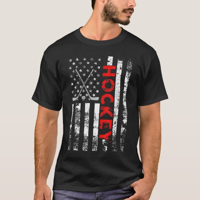 American Flagga Hockey USA Patriotic Gift T Shirt (Framsida)