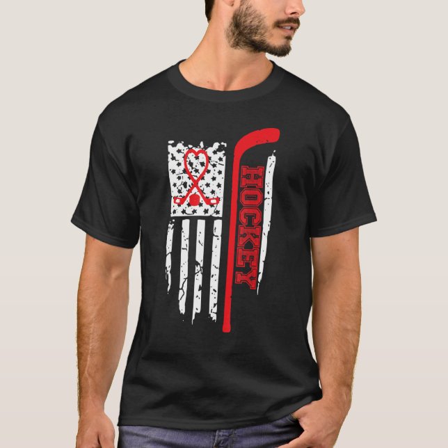 American Flagga Hockey Usa Patriotic Mamma Hockey T Shirt (Framsida)