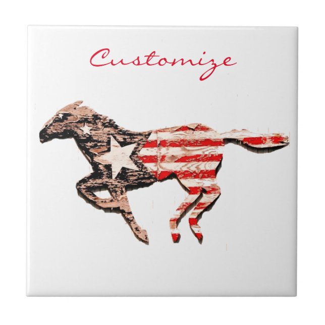 American Flagga Horse Running Thunder_Cove Kakelplatta (Framsidan)