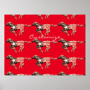 American Flagga Horse Running Thunder_Cove Poster