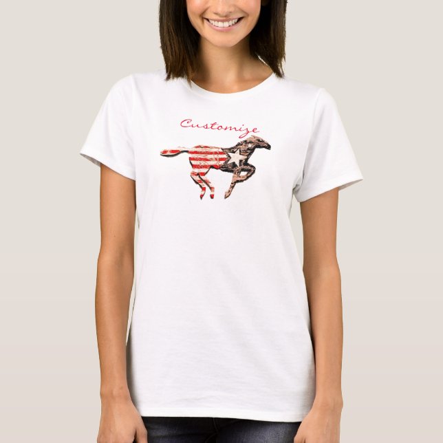 American Flagga Horse Running Thunder_Cove T Shirt (Framsida)