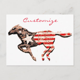 American Flagga Horse Running Thunder_Cove Vykort