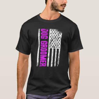 American Flagga Hund Groomer Premium T Shirt