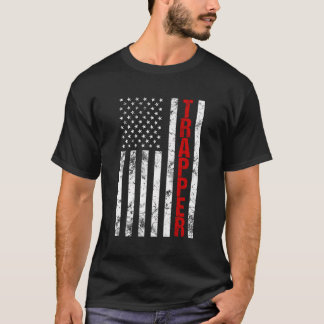 American Flagga Hunter Trapper T Shirt