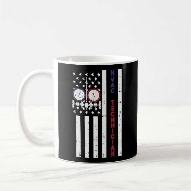 American Flagga Hvac Technician Proud Usa Hvac Tec Kaffemugg (Vänster)