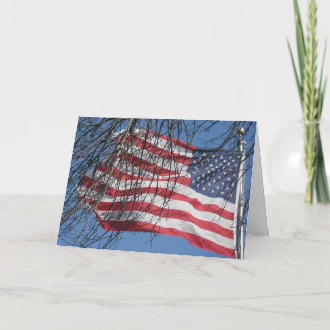 "American Flagga in the Vind" Sympati Card Kort (Framsida)