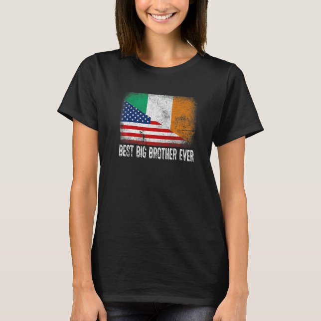 American Flagga & Ireland Flagga Best Big Brother  T Shirt (Framsida)