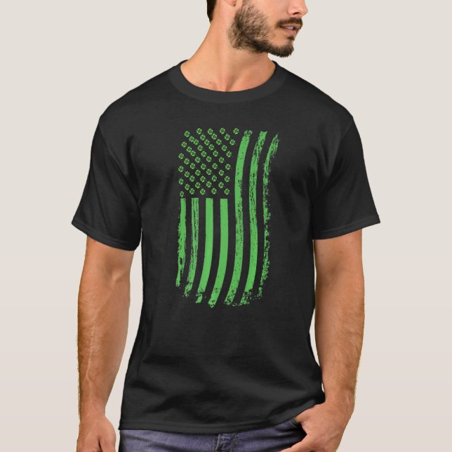 American Flagga Ireland Flagga Saint Patricks Day T Shirt (Framsida)