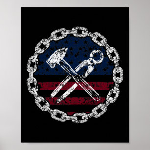 American Flagga Ironworking och verktyg Poster