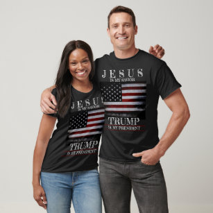 American Flagga Jesus är min Savior Trump Presiden T Shirt