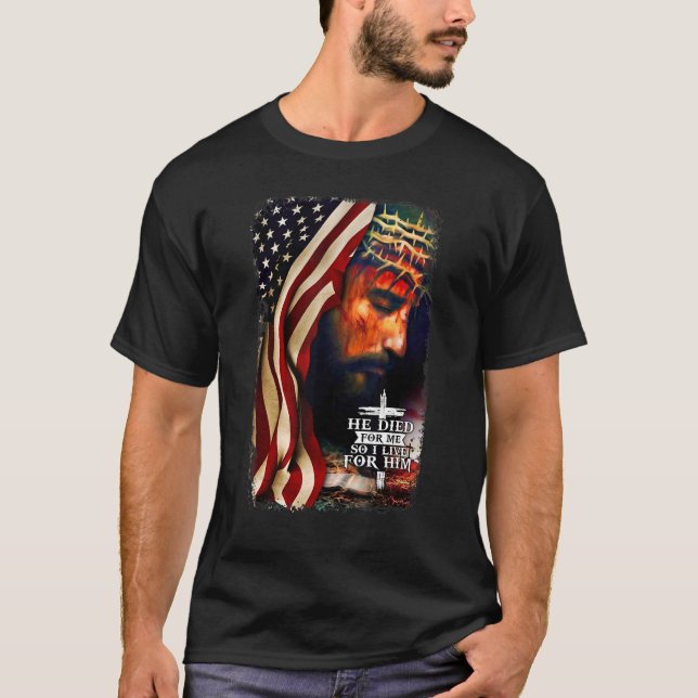American Flagga Jesus Christian Quote Bible Verse  T Shirt (Framsida)