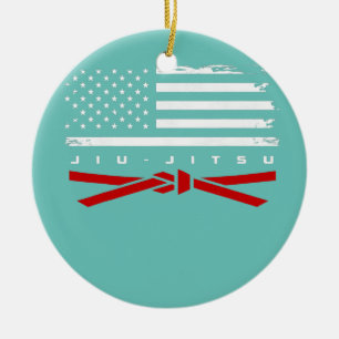 American Flagga Jiu Jitsu Apparel Red Bälte Jiu Julgransprydnad Keramik