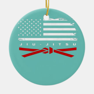 American Flagga Jiu Jitsu Apparel Red Bälte Jiu Julgransprydnad Keramik