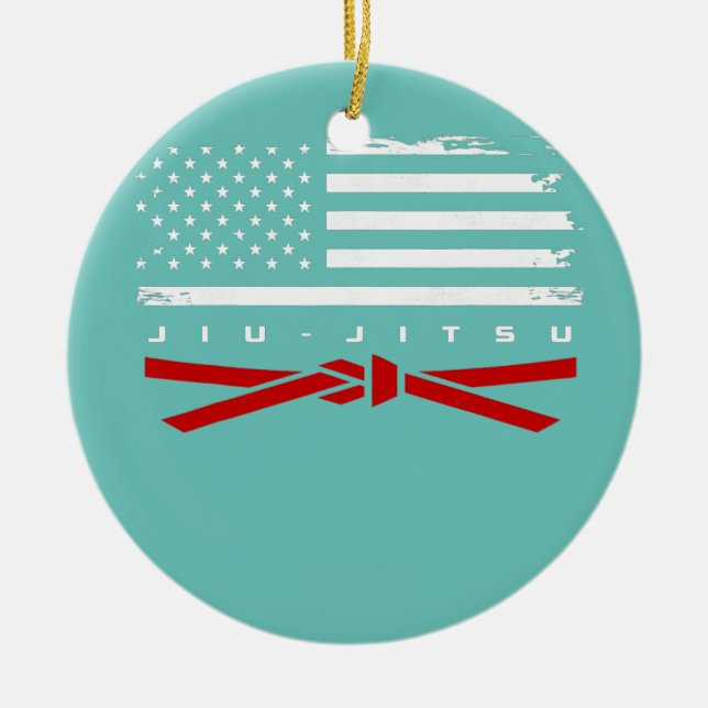 American Flagga Jiu Jitsu Apparel Red Bälte Jiu Julgransprydnad Keramik (Framsidan)