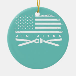 American Flagga Jiu Jitsu Apparel White Bälte Jiu Julgransprydnad Keramik