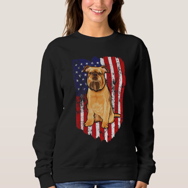 American Flagga juli Brussels Griffon T Shirt (Framsida)