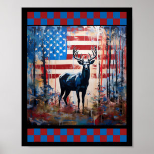 American Flagga Jungle Hunting Älskare Camo Hjort Poster