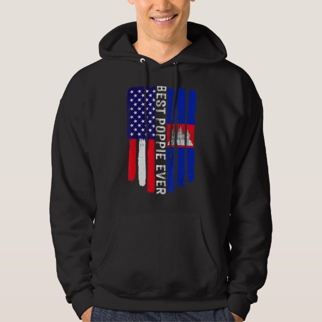American Flagga & Kambodja Flagga Best Poppie någo Hoodie (Framsida)