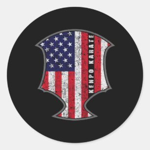 American Flagga Kenpo Karate Fighter Patriotic Nov Runt Klistermärke