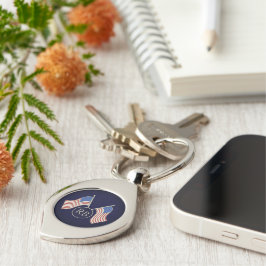 American Flagga Keychain Swirl Silverfärgad Nyckelring