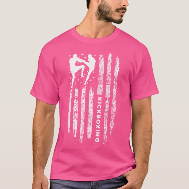 American Flagga Kickboxing Kickboxer Kickboxing T Shirt (Framsida)