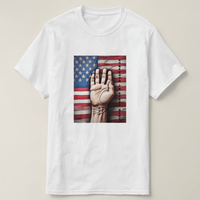 American Flagga Labour Day in Rött vitt blått T-Sh T Shirt (Design framsida)
