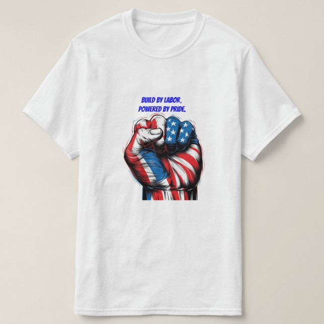 American Flagga Labour Day in Rött vitt blått T-Sh T Shirt (Design framsida)