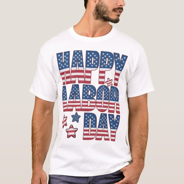 American Flagga Labour Day T Shirt (Framsida)