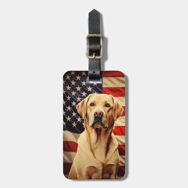 American Flagga Labrador Bagagebricka (Vertikal Framsida)