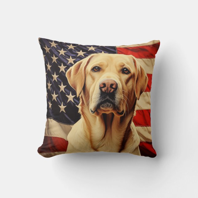 American Flagga Labrador Kudde (Framsida)